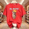 El Gato Is Calling Meme Sad Crying Cat Munchkin Kitty Meme T Shirt Fashion Short Sleeves Oversized T-shirt