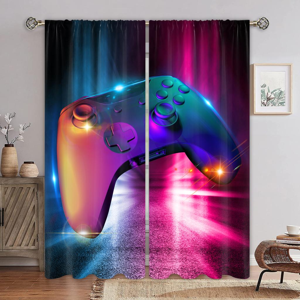 Ready-made Gamepad Game Controller For Video Games And 3D Digital Printing Bedroom Living Room Window Curtains 2 Panels