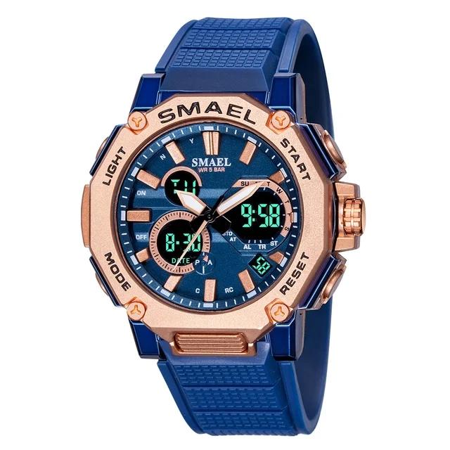 Smael 8047 Brand Sport Men Watch Quartz Watches Sports Male Clock Alarm 50M Waterproof LED Back Light Wristwatches