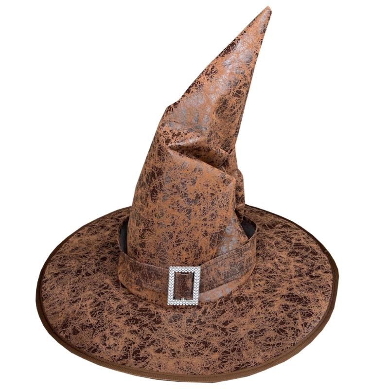 

Witch Wizard Hat for Women Men for Halloween Costume Cosplay Night Decoration 1 коричневий