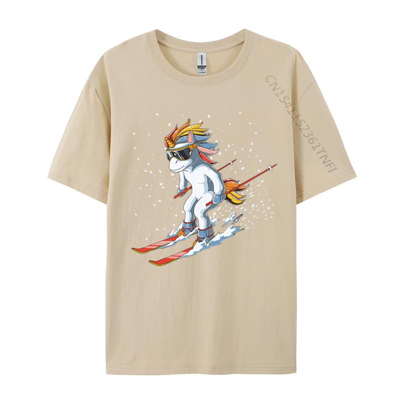 Cute Skiing Unicorn Girls Unicorn Tshirt Unisex Anime Printed Tshirts Gifts Tees Shirts Male Clothing