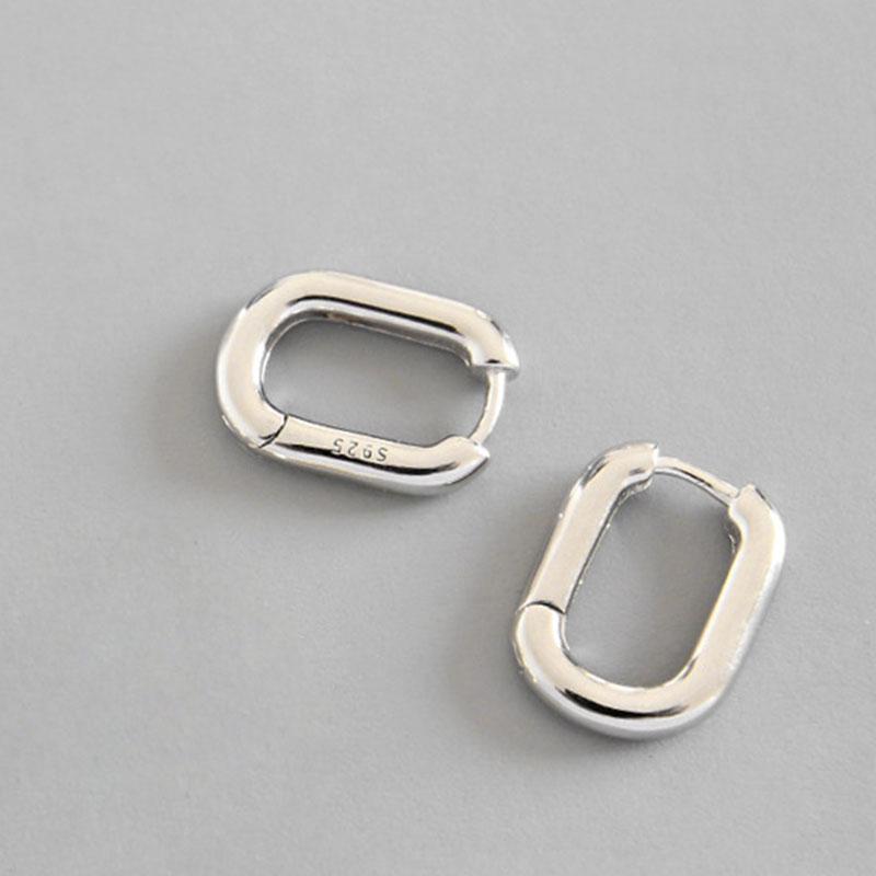 Minimalist 925 Sterling Silver Stud Earrings Vintage Geometric Ellipse Handmade Earrings Party Accessories Jewelry Gift