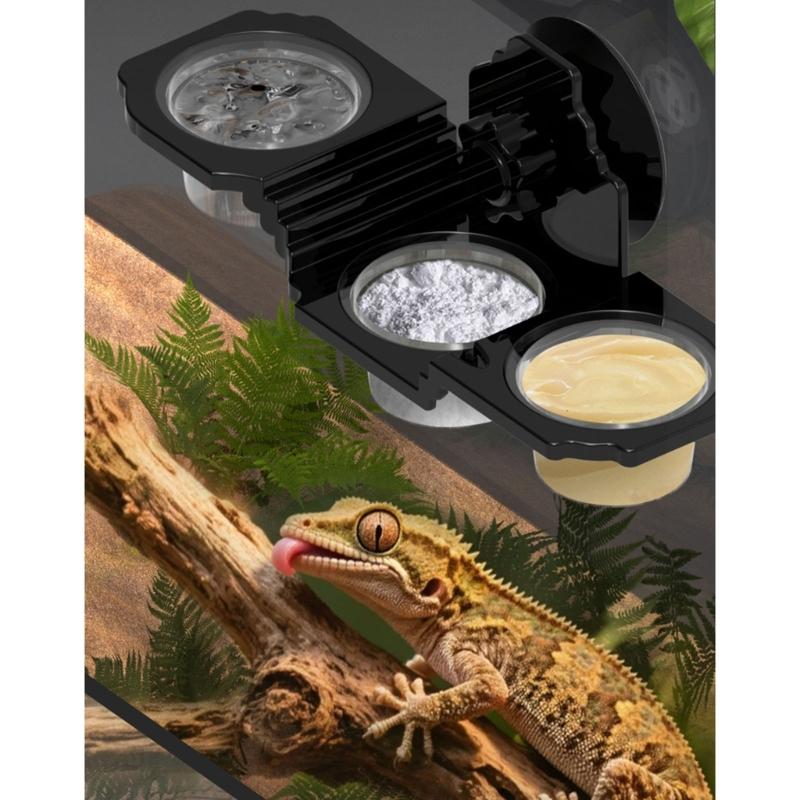 Reptile Terrariums Wall Mount Feeder Multiple Bowl Feeding Dish with Suction Cup for Small Pet Easy Mounting