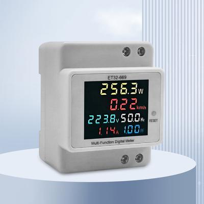 6IN1 DIN-Rail AC Volt Monitor Voltage Current Power Factor Meter LCD Display Guide Rail Power Tester Single Phase 100A 110V 220V