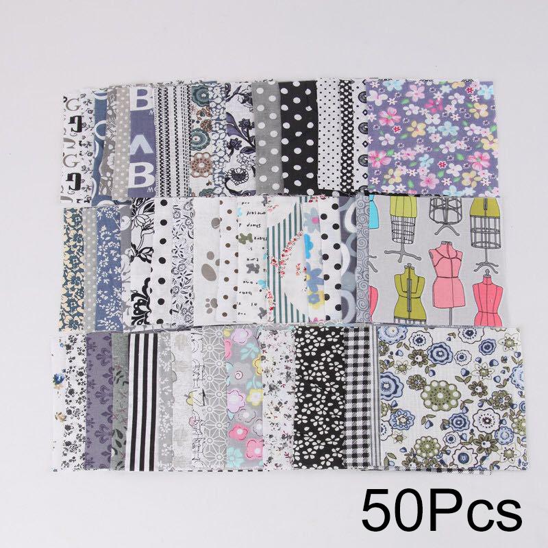 

50 шт. Материал ручной работы DIY Хлопковая ткань для пэчворка Рукоделие С цветочным принтом 10*10 см Швейная стеганая ткань Ткань с цветочным рисунком 10*10cm серый