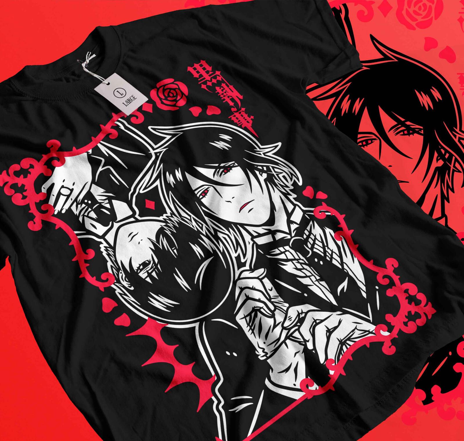 Sebastian Michaelis T-Shirt Mens Womens Tees Top Black Butler Shirt Ciel Phantomhive Shirt 464 2XL