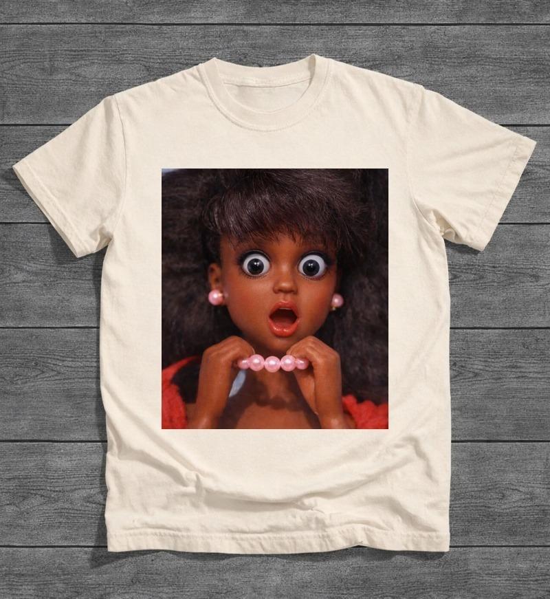 

Funny African American Disgusted Black Doll Face Meme Shirt Summer Unisexs and Womens Loose and Breathable Tshirt Top 4XL