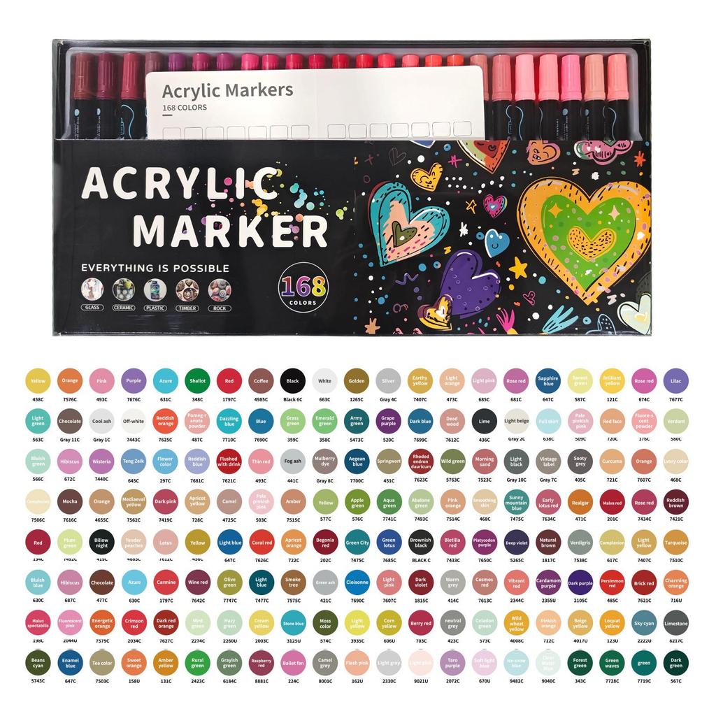 Dual-Tip Stackable Acrylic Markers - Quick-Drying Christmas Greeting Card Pens