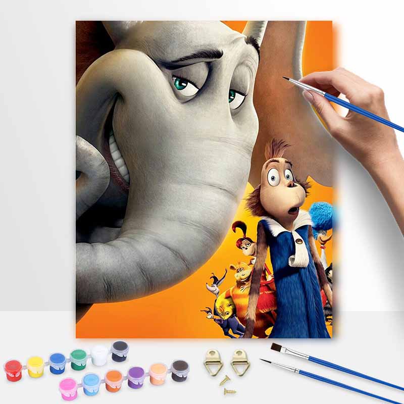 Disney Oil Painting DIY Digital Painting Elephant and Whoville Characters HandPainted Wall Art for Living Room or Entryway.