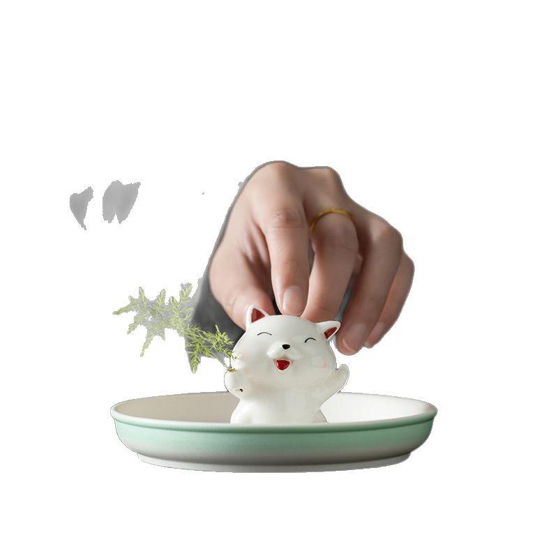 Cute Ceramic Puppy Incense Holder: Sandalwood Incense Burner & Tea Ceremony Ornament for Home Decor