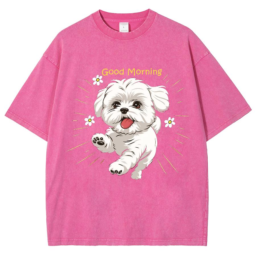 

Футболка женская с принтом в виде собаки-бишона из мультфильма, свободная, с круглым вырезом, с коротким рукавом, унисекс, в форме сердца, для девочек 3XL