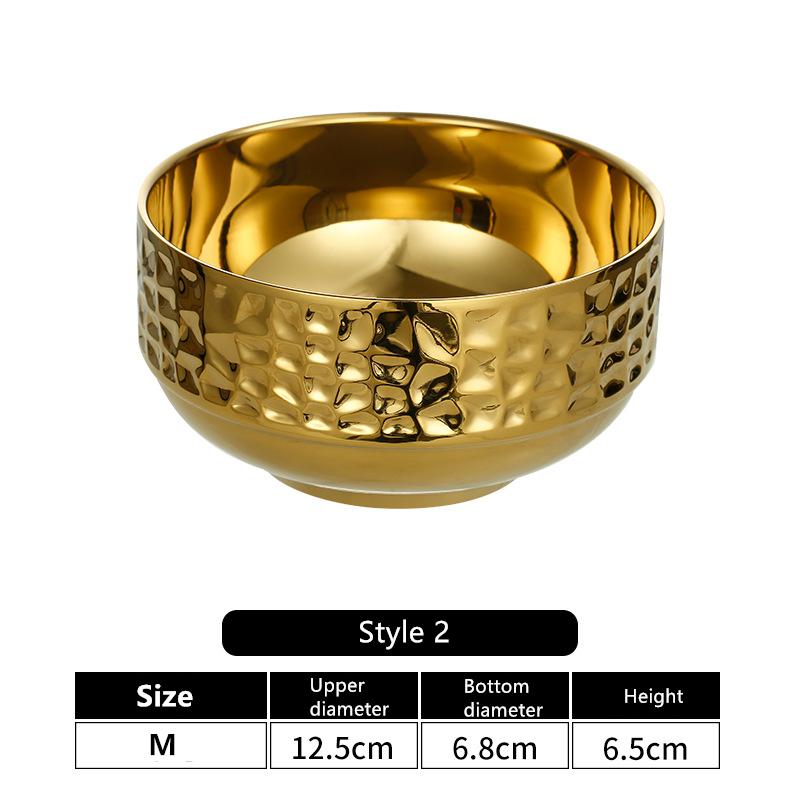 304 matskål i rustfritt stål Risgryte Nudelfat Gylden dobbeltlags varmeisolering Husholdnings Ramen Frutero