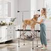 42" Dog Grooming Table, Adjustable Pet Cat Drying Beauty Table with 2 Loops Storage Basket, Rubber Top, Black