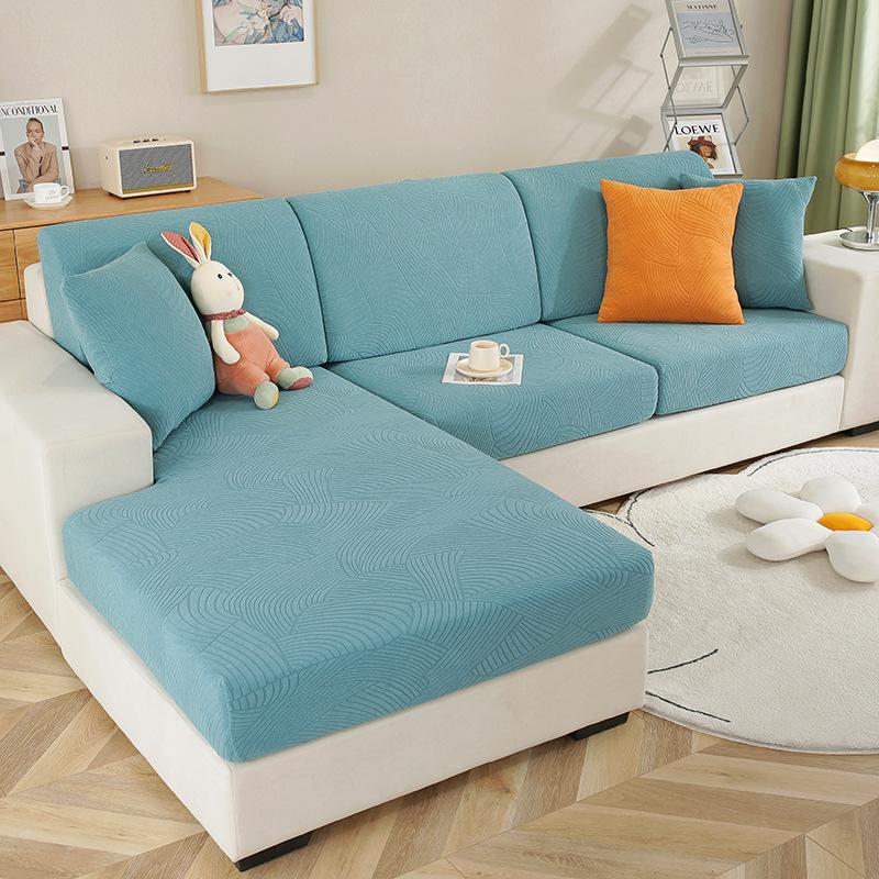 

Эластичный простой жаккардовый чехол для дивана, нескользящий простой современный чехол для дивана, универсальный универсальный чехол для четырех сезонов, универсальный 65-85cm*65-95cm*5-20cm небесно-голубой