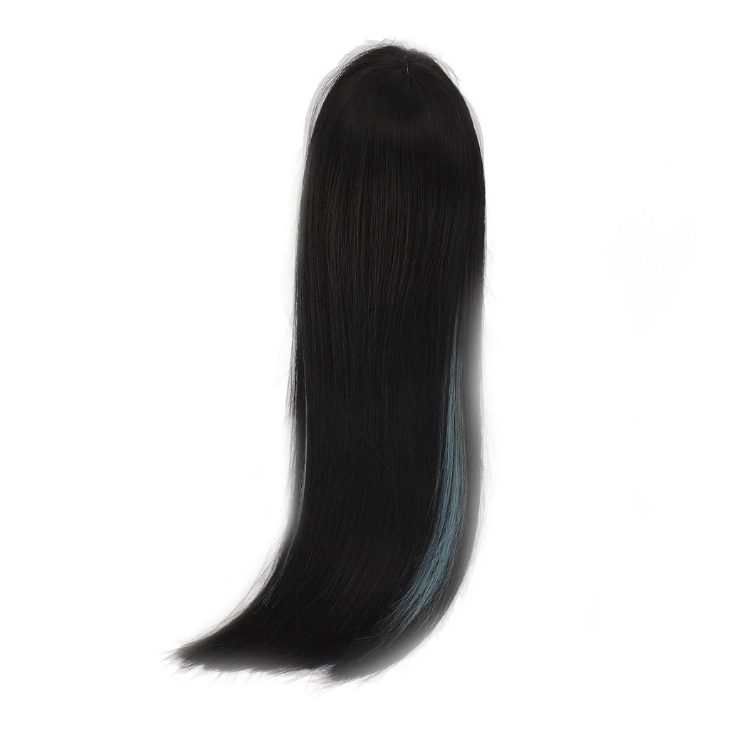 Straight Wig for Dolls, Dual Color High-Temperature Fiber Replacement Wig for 14 Scale Ball-Jointed Dolls (Black Lake Blue)