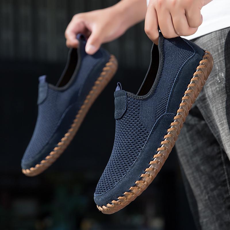 Fashion Soft Sole Mens Summer Mesh Shoes Comfort Casual Sneakers Leisure Walk Male Loafers Outdoor Walking Shoes Slip On Flats Moccasins