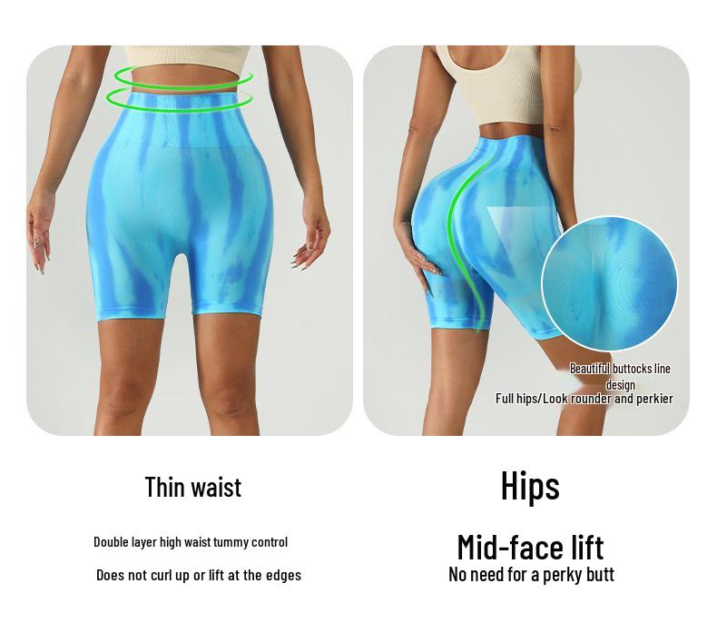 Women's Colorful Aurora Honey Butt Lifting Yoga Shorts - Quick-drying Gradient Fitness Three-quarter Sports Pants