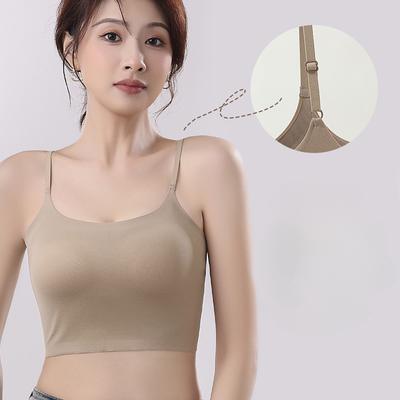 Ein nahtloses Ice Thread Neckholder-Top für Damen mit Brustpolstern und ein ärmelloses Top für einen kurzen Sommer-Style