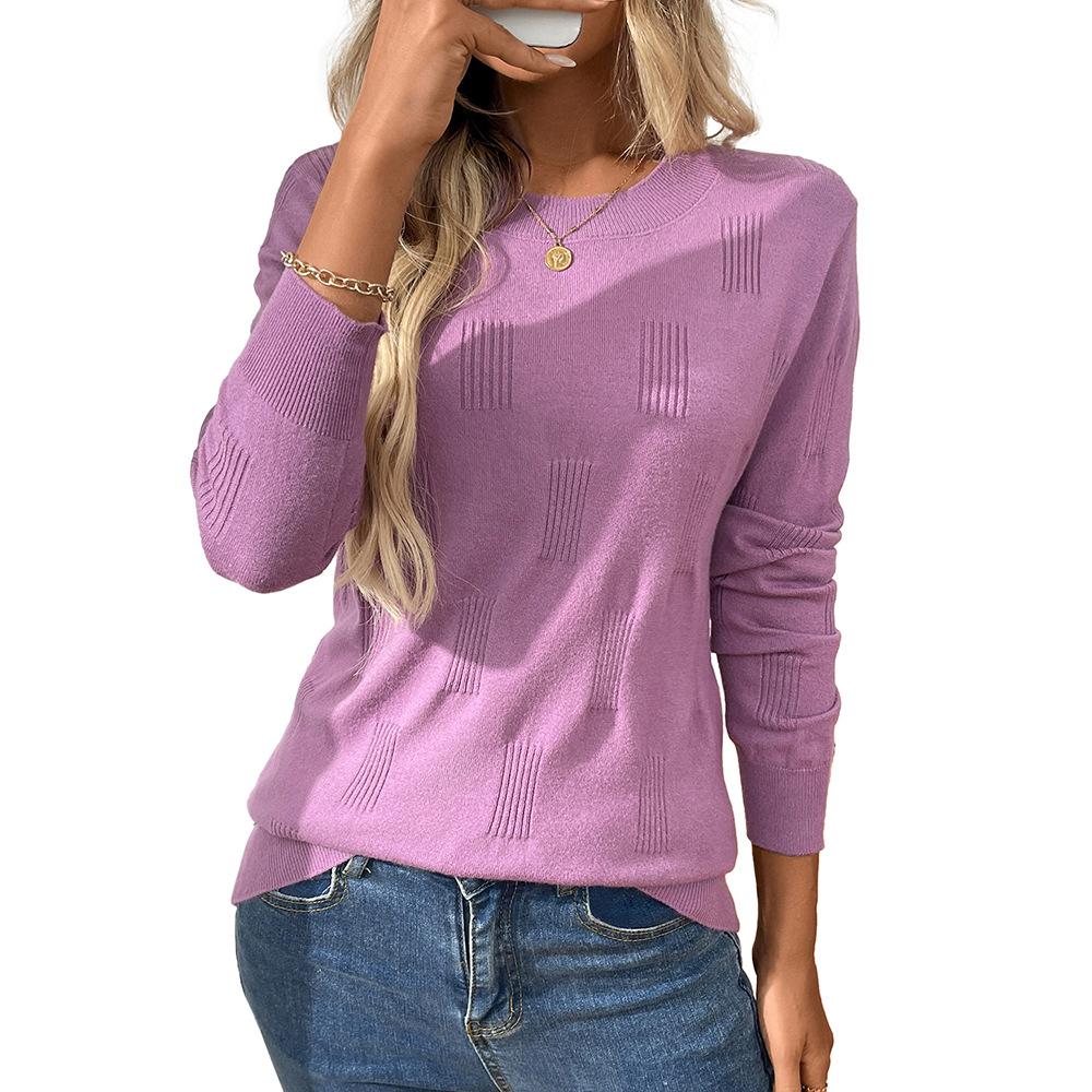 2025 Autumn and Winter New Solid Color Round Neck Pullover Knitted Base Shirt Long Sleeve Versatile Elegant Casual Sweater