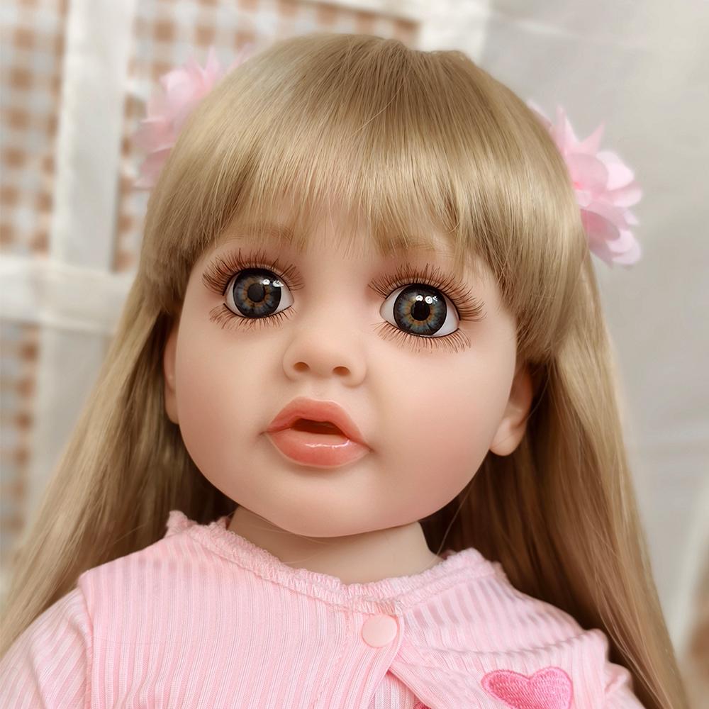 Full Vinyl Rebirth Doll Toy Simulation Baby Girl 55cm Companion Dress Up Dolls Toys Gift For Children