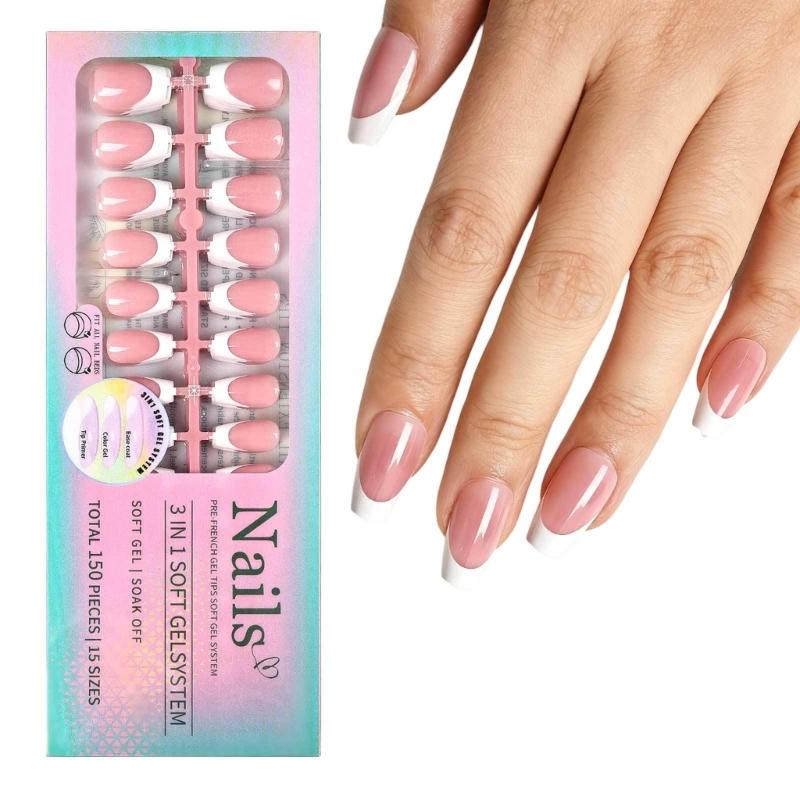1Set Easy Apply Artificial Nail No Tools Needed Quick Installation Solid Color Highly Shine For Busy Professionals