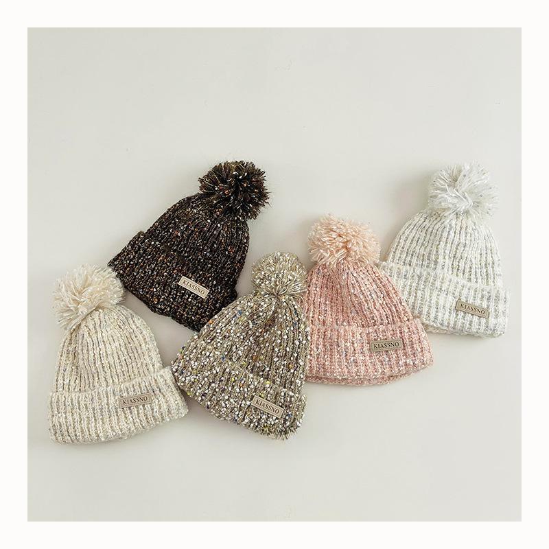 1 Stück pelzige warme Kinder-Mütze für Jungen und Mädchen, schicke koreanische Mode, Häkelmütze für Kleinkinder, Herbst-Winter, dicke Plüsch-Strickmütze