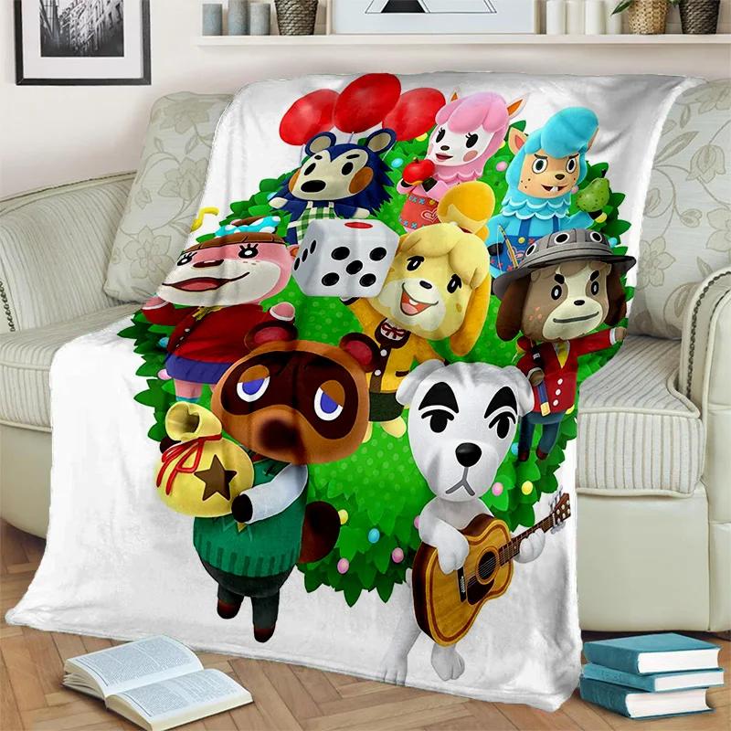 Cartoon Animal Crossing New Horizons Soft Plush Blanket,Flannel Blanket Throw Blanket for Living Room Bedroom Sofa Cover Child