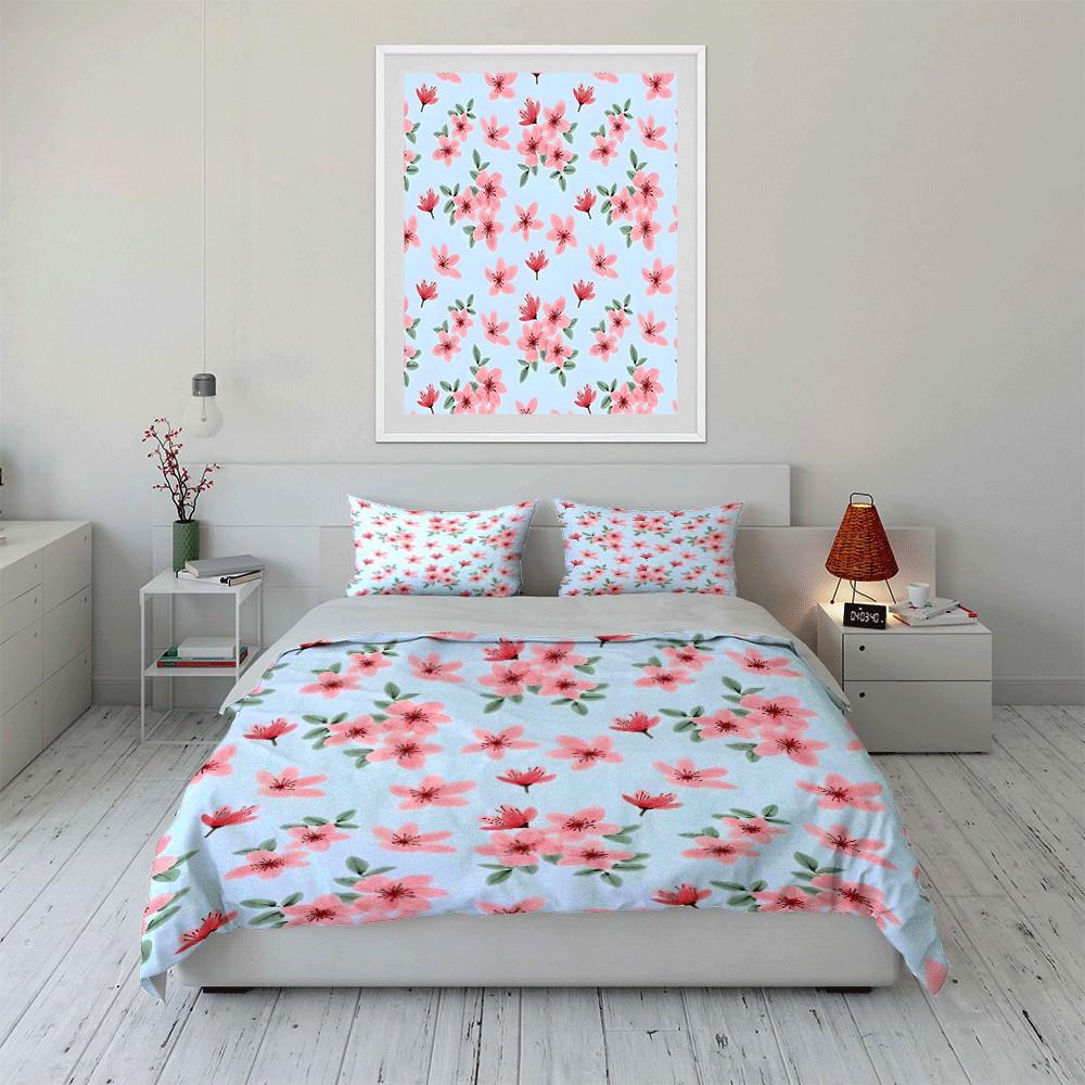 Floral Themed Three-Piece Set Exquisite Three-Piece Bedding Set Gift For Kids And Adults