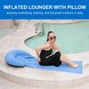 Flocked PVC Inflatable Beach Mat 63" Waterproof Poolside Lounger With Pillow Sunbathing Compact Travel Sleeping Pad For Adults
