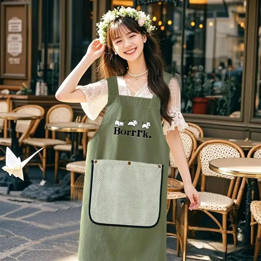 Waterproof Kitchen Apron Sleeveless Anti-fouling Restaurant Uniform with Removable Hand Towel Cross Back Cooking Baking Bibs