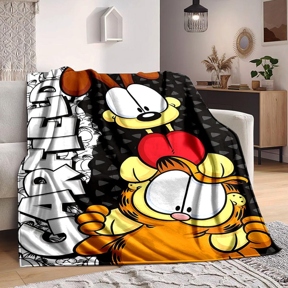 1ks Garfield Přátelé Flanelovádeka HD Potisk Lehká Měkká Teplá Celoroční Deka na Pohovku, Postel, Cestování, Kempování Lze Prát v Pračce
