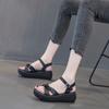 Mode GKTINOO Mode Handgefertigte Damen Sandalen 2025 Sommerschuhe Echtes Leder Keilsandalen Damen Peep Toe Lässige Plateau-Sandalen