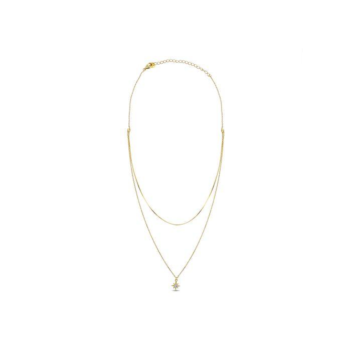 Collier Luxenter En Argent 925 Avec Zircon Brillant Fini or Jaune 18K - Lialt