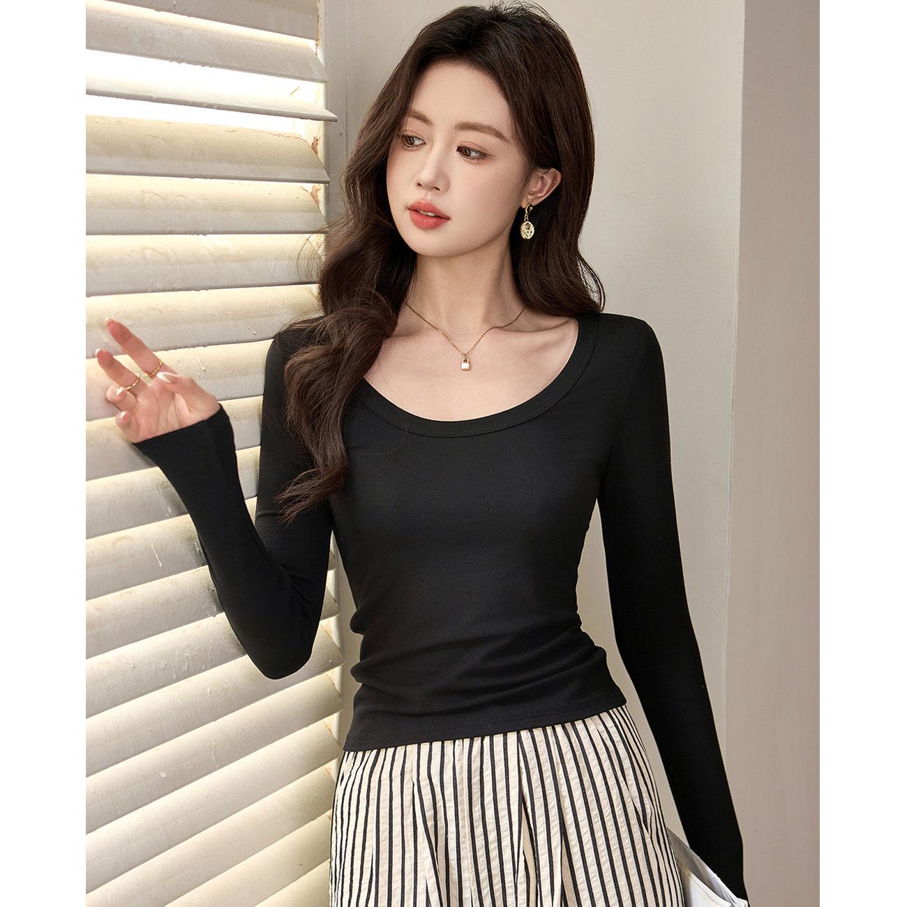 **Women s Autumn 2026 Long-Sleeve Modal Cotton Base Layer Tee** M чёрный