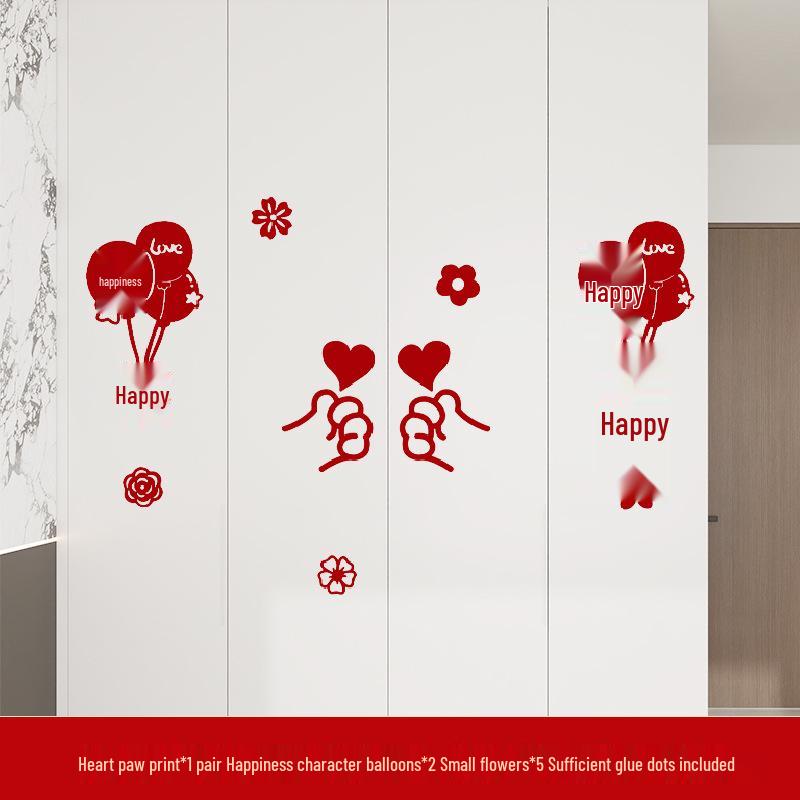 Wedding Room & Wardrobe Decor Set: Groom's Bedroom Double Happiness Stickers