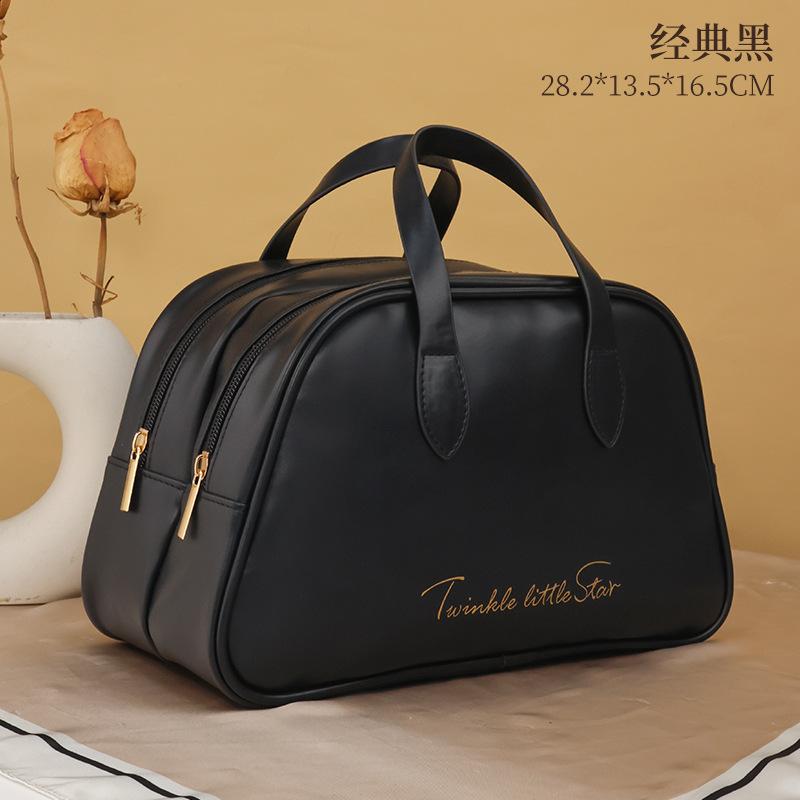 

Large Capacity PU Leather Double-layer High-value Makeup Bag Travel Wash Waterproof Portable Storage Hand-held