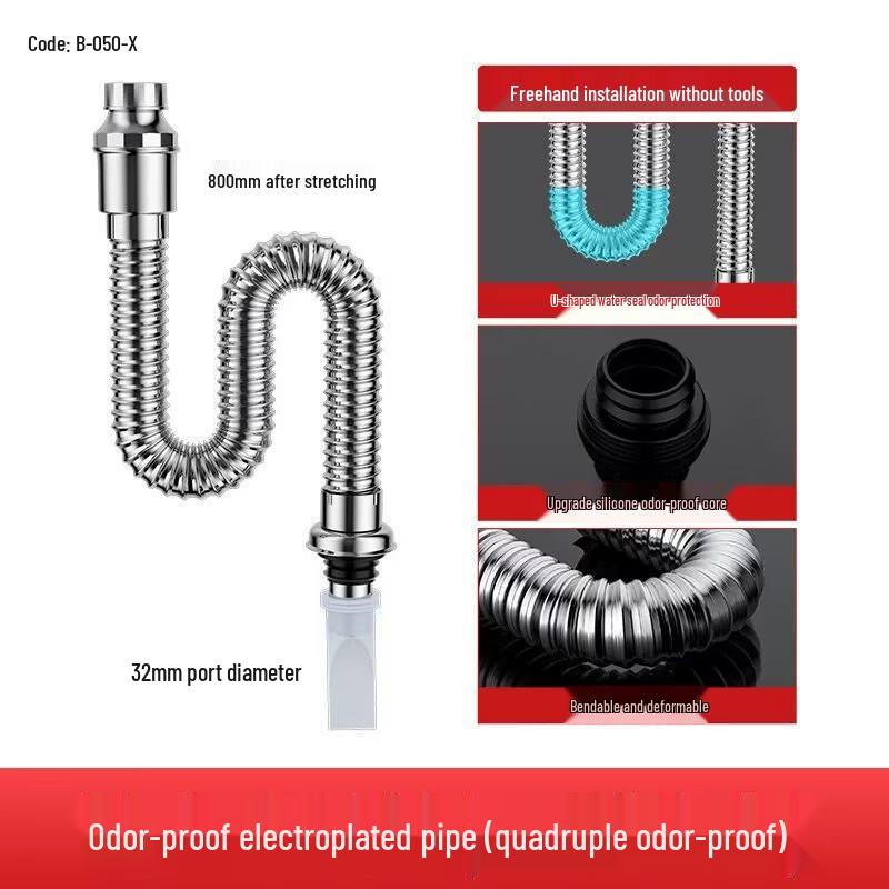Stainless Steel Pop-up Basin Drain with Anti-Odor Pipe