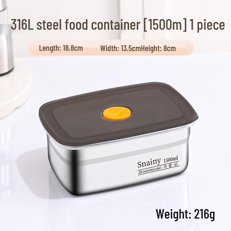 Antibacterial 316 Stainless Steel Sealed Food Storage Container 1500ml