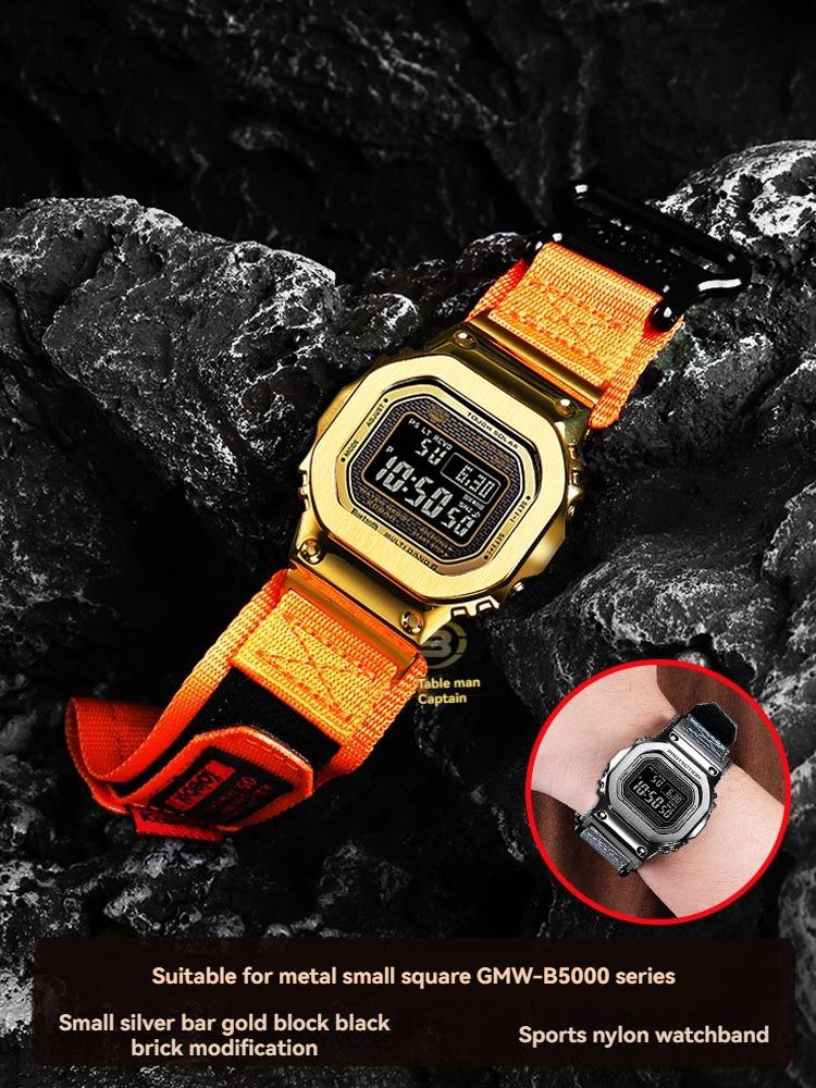 Replacement Nylon Canvas Strap for Casio G-Shock GMW-B5000 Metal Square Watch - Sporty Waterproof Adjustable Band Accessory