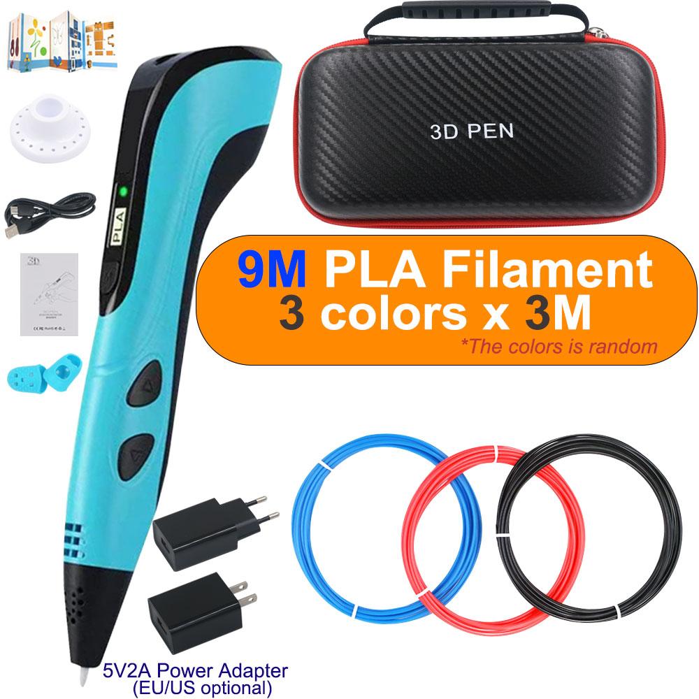 Neuer 3D-Druckstift 3D-Stift-Set für Kinder mit Netzteil PLA-Filament Reiseetui Geburtstags-Weihnachtsgeschenk für Kinder