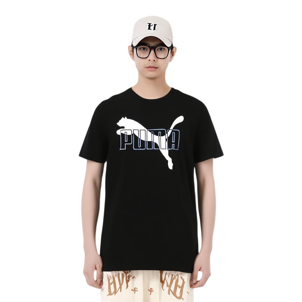 Puma Iridescent Printed Round Neck Short Sleeve T-Shirt Men Tops Black 597900-51