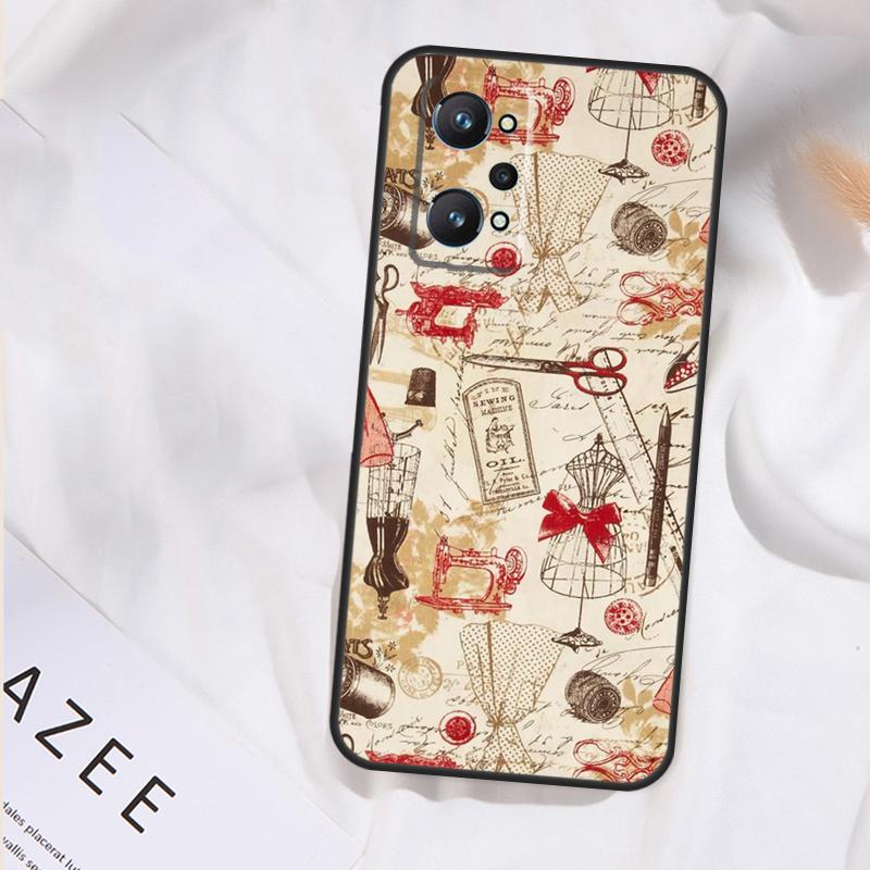 Sewing Scissors Buttons Case For Realme GT7 Pro GT6 11 12 13 14 15 Pro Plus C55 C53 C35 C33 C61 C65 C67 C53 C71 C75