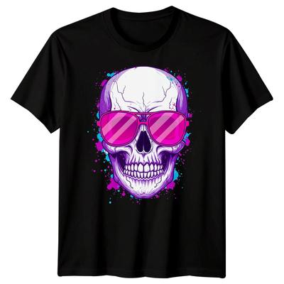Totenkopf Sonnenbrille Retro Grafik T-Shirt Herren Damen Unisex Mode Shirt