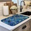 1 ks Gumová sušicí podložka s retro marockým modrým zlatým potiskem pro kavárnu, kuchyňský koberec, prostírání na stůl, odolná diatomová hlinka, podložka na stůl, podložka pro domácí mazlíčky, kávové nádobí