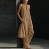 Mono de Pierna Ancha con Cuello para Mujer Ajuste Holgado Sin Mangas Pantalones Largos Ropa Casual Ligera con Bolsillos