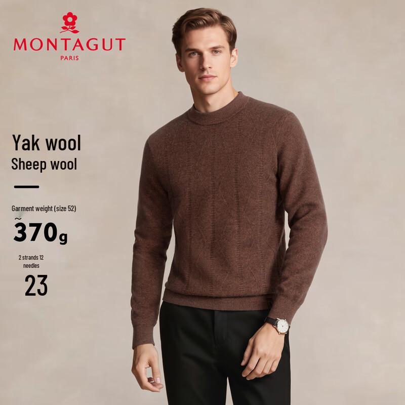 MONTAGUT Men s Yak Wool Blend Round Neck Sweater L