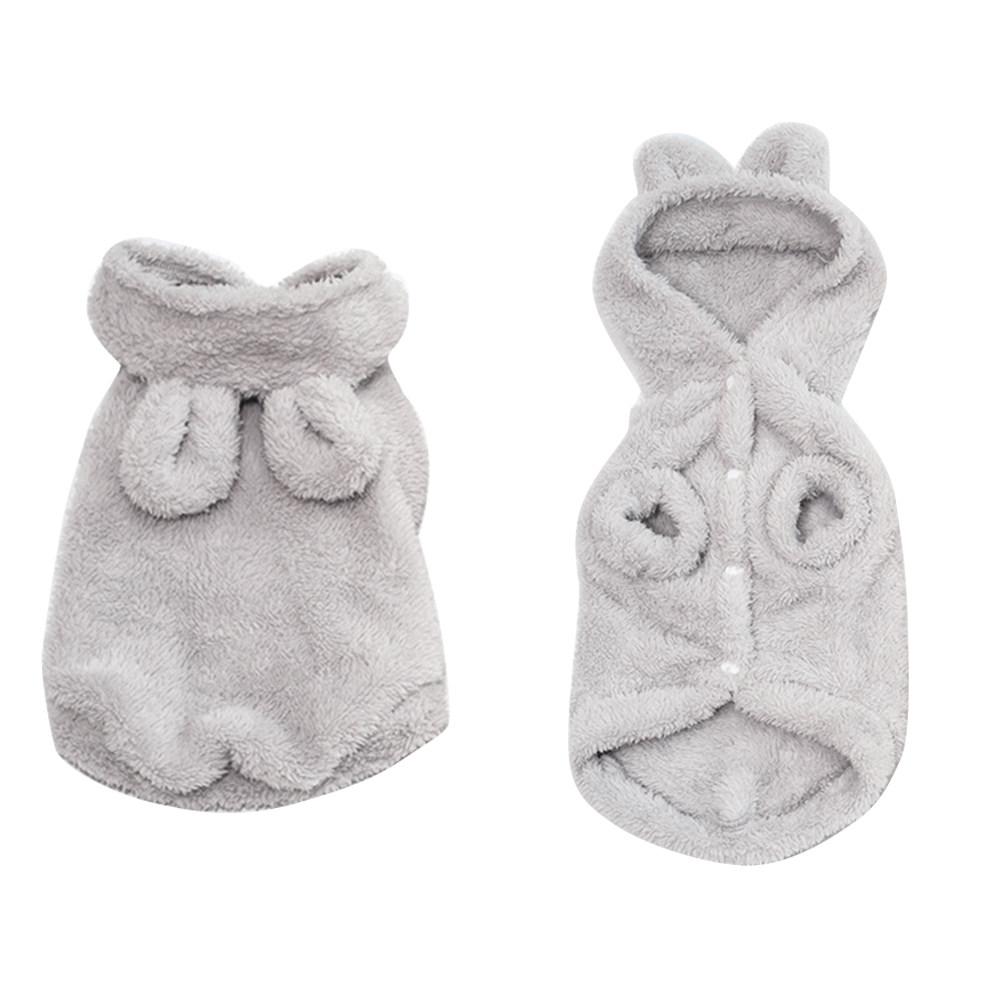 

Dog Sweaters Winter Fleece Bear Ears Hoodie No Sleeve Elastic Comfortable Buckle Closure Design for Autumn Winter Wear Grey Size L