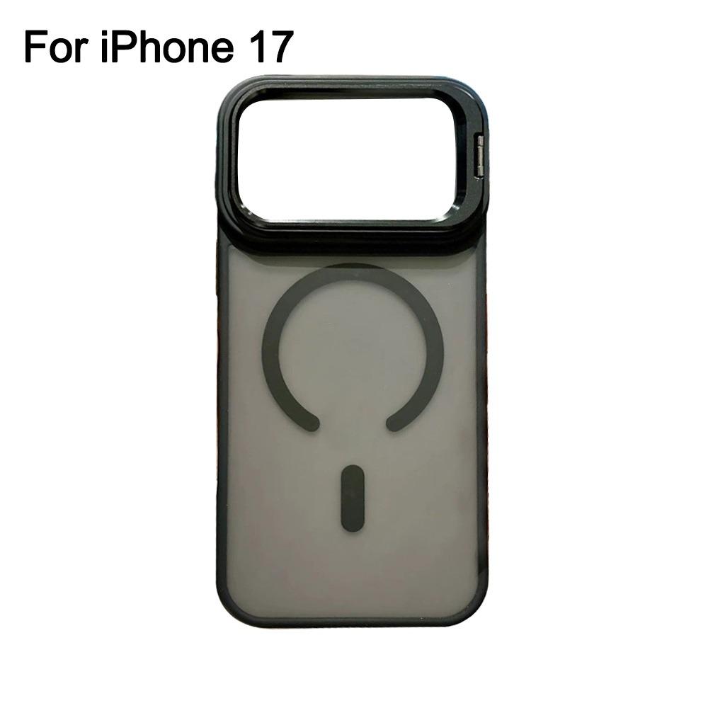 

Matte Translucent Magnetic Phone Case Wireless Charge Cover Kickstand for iPhone 17/Air/17 ProMax Black -17