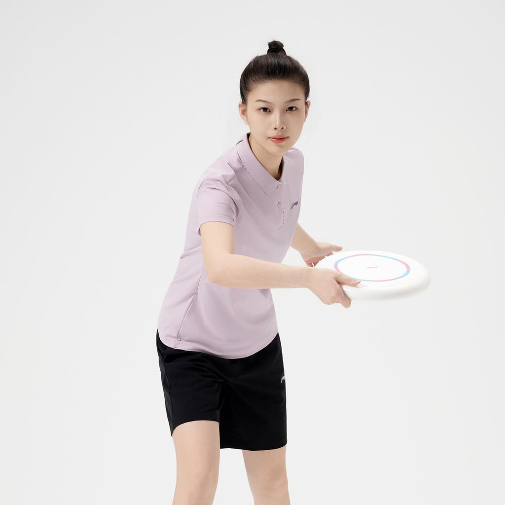 Li-Ning Classic Solid Color Simple Versatile Polo Shirt Soft Comfortable Breathable Women tops APLW658-3
