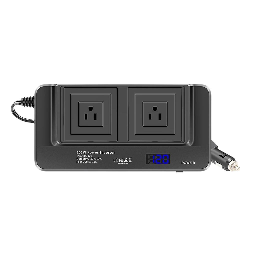 Car Power Inverter With Sturdy Plastic Shell Fast Heat Dissipation User-friendly Power Converter